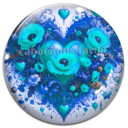 Cabochon coeur, cabochon résine, verre rond différente taille