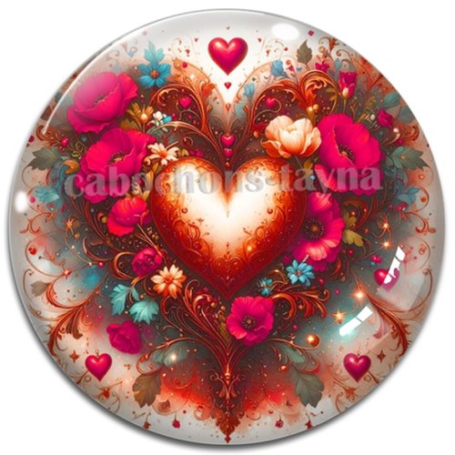 Cabochon coeur, cabochon résine, verre rond différente taille