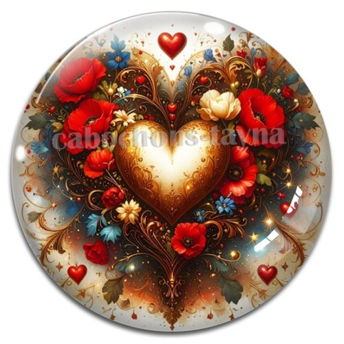 Cabochon coeur, cabochon résine, verre rond différente taille