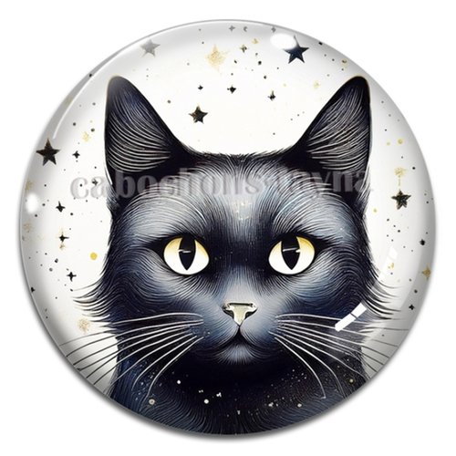 Cabochon chat, cabochon résine, verre rond différente taille