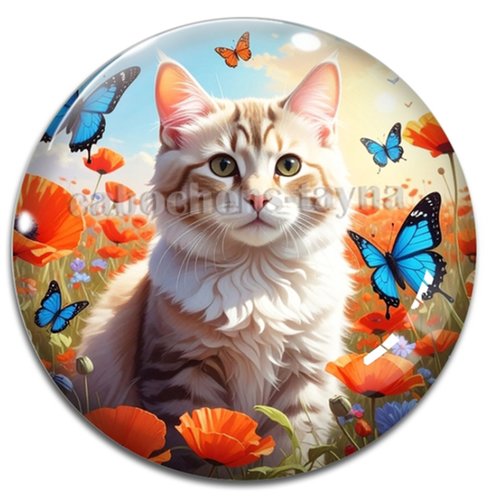 Cabochon chat, cabochon résine, verre rond différente taille