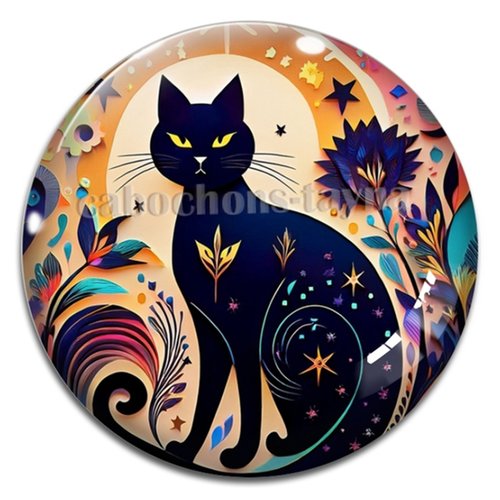 Cabochon chat, cabochon résine, verre rond différente taille