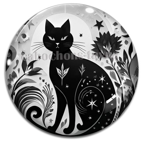 Cabochon chat, cabochon résine, verre rond différente taille
