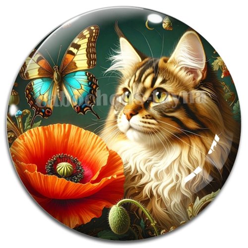 Cabochon chat, cabochon résine, verre rond différente taille