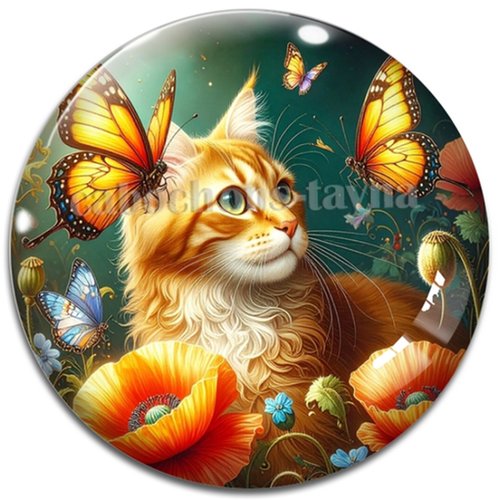 Cabochon chat, cabochon résine, verre rond différente taille