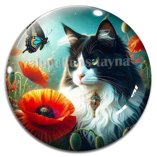 Cabochon chat, cabochon résine, verre rond différente taille