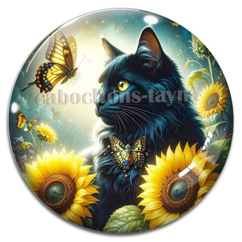 Cabochon chat, cabochon résine, verre rond différente taille