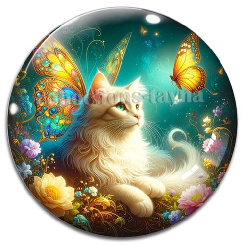 Cabochon chat, cabochon résine, verre rond différente taille