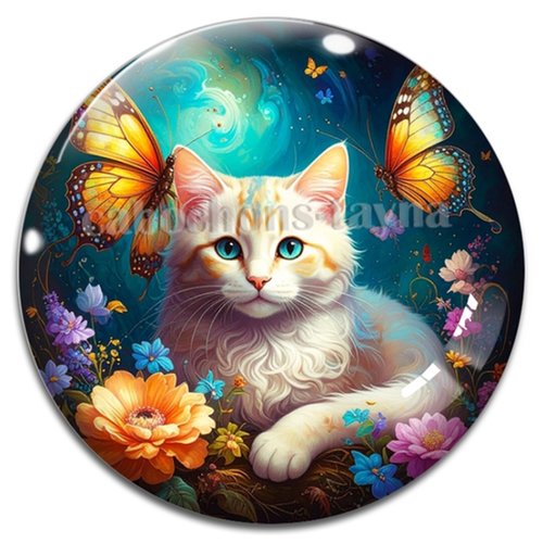 Cabochon chat, cabochon résine, verre rond différente taille