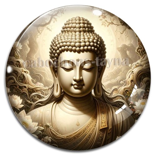 Cabochon bouddha méditation, cabochon résine, verre rond différente taille
