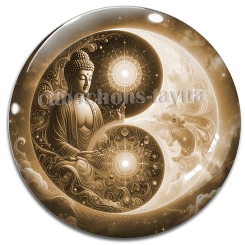 Cabochon bouddha méditation, cabochon résine, verre rond différente taille