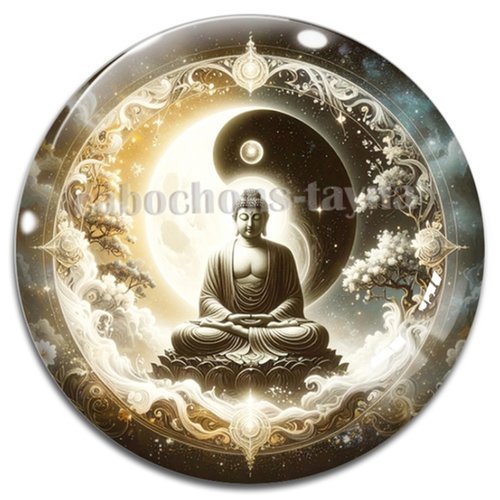 Cabochon bouddha méditation, cabochon résine, verre rond différente taille