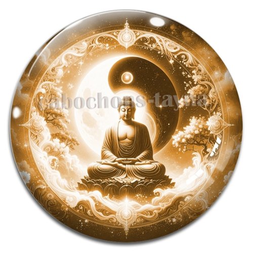 Cabochon bouddha méditation, cabochon résine, verre rond différente taille