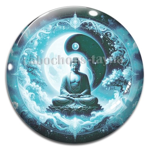 Cabochon bouddha méditation, cabochon résine, verre rond différente taille