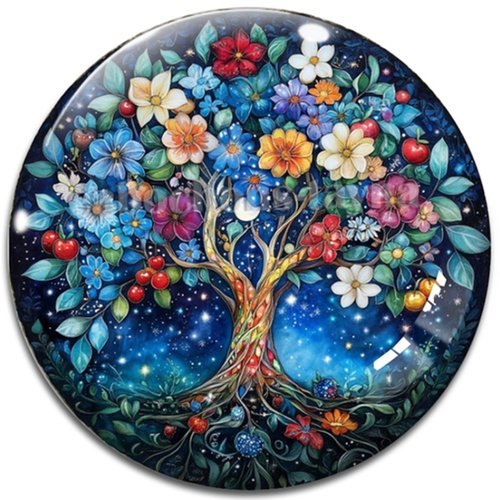 Cabochon arbre de vie, cabochon résine ou verre rond différente taille
