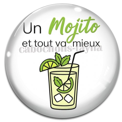 Cabochon mojito, cabochon résine ou verre rond différente taille