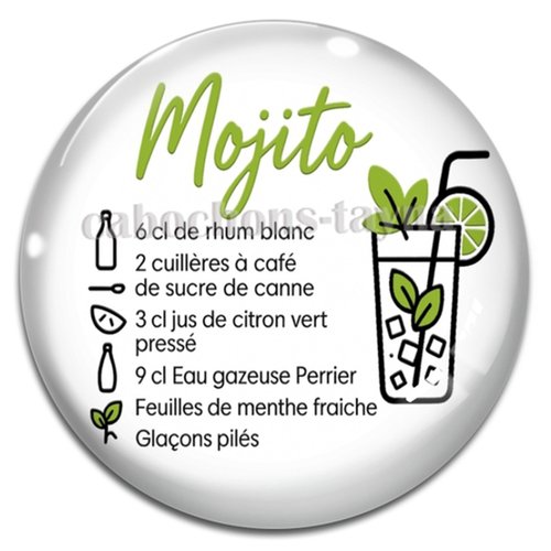 Cabochon mojito, cabochon résine ou verre rond différente taille