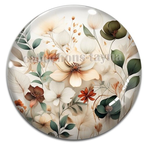 Cabochon fleur, cabochon résine ou verre rond différente taille