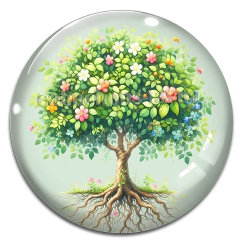 Cabochon arbre de vie, cabochon résine ou verre rond différente taille