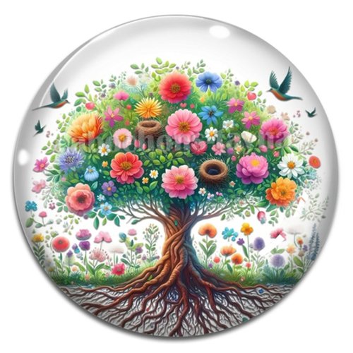 Cabochon arbre de vie, cabochon résine ou verre rond différente taille