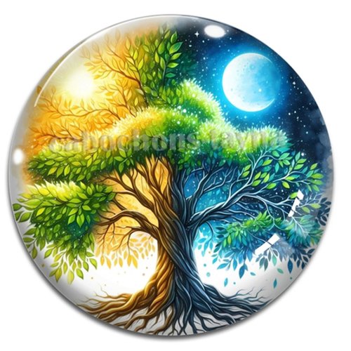 Cabochon arbre de vie, cabochon résine ou verre rond différente taille