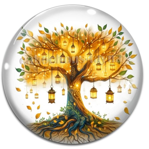 Cabochon arbre de vie, cabochon résine ou verre rond différente taille