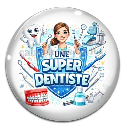 Cabochon une super dentiste, cabochon résine ou verre rond différente taille