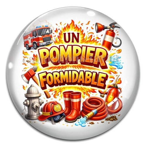 Cabochon pompier formidable, cabochon résine ou verre rond différente taille