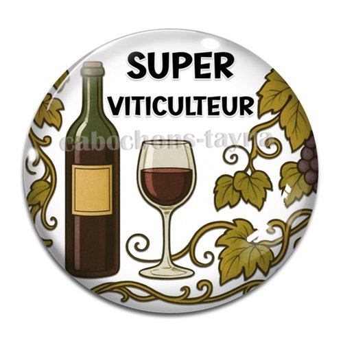 Cabochon super viticulteur, cabochon résine ou verre rond différente taille