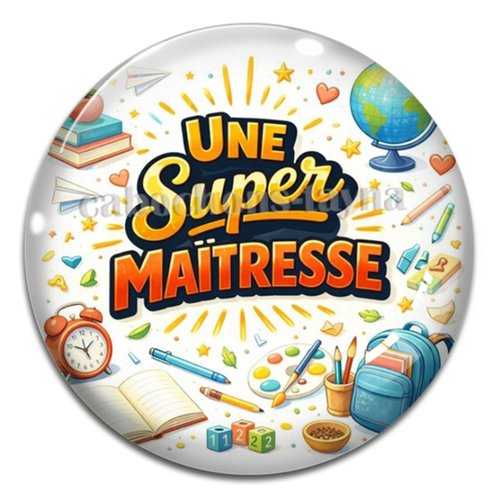 Cabochon une super maîtresse, cabochon résine ou verre rond différente taille