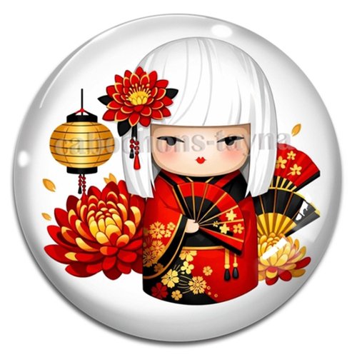 Cabochon kokeshi, résine ou verre