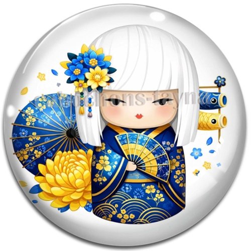 Cabochon kokeshi, résine ou verre