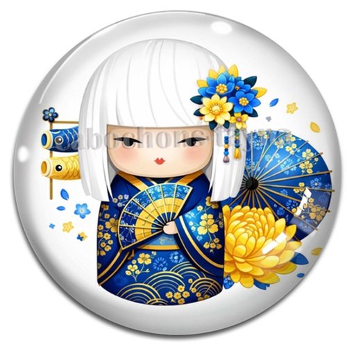 Cabochon kokeshi, résine ou verre