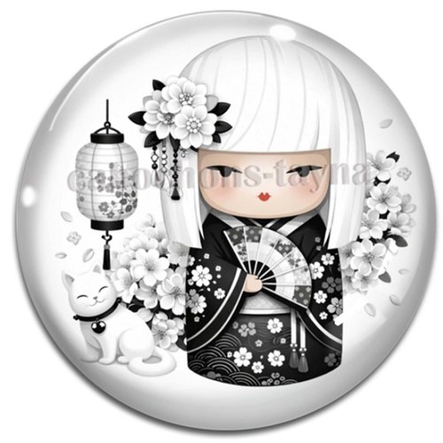 Cabochon kokeshi, résine ou verre