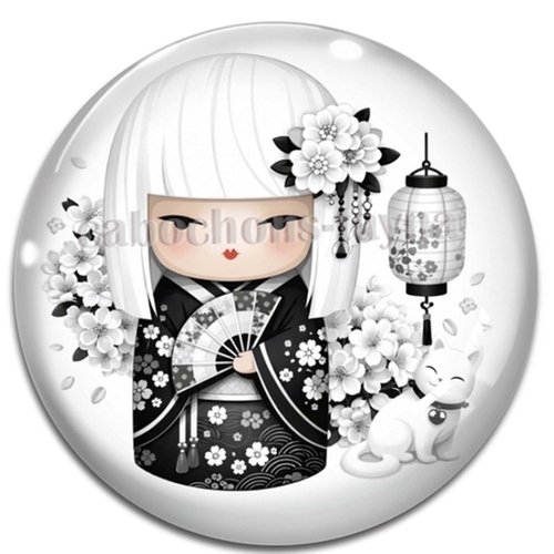 Cabochon kokeshi, résine ou verre