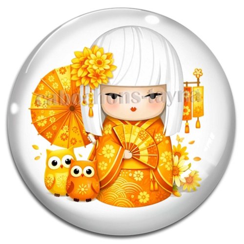 Cabochon kokeshi, résine ou verre