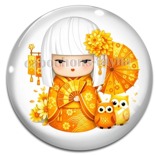 Cabochon kokeshi, résine ou verre