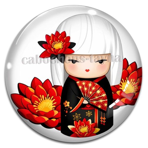 Cabochon kokeshi, résine ou verre