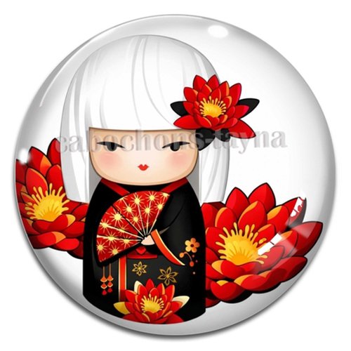 Cabochon kokeshi, résine ou verre