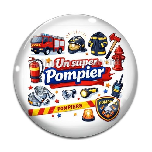 Cabochon super pompier, cabochon résine ou verre rond différente taille