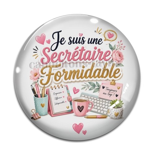 Cabochon secrétaire formidable – résine ou verre – différentes tailles disponibles