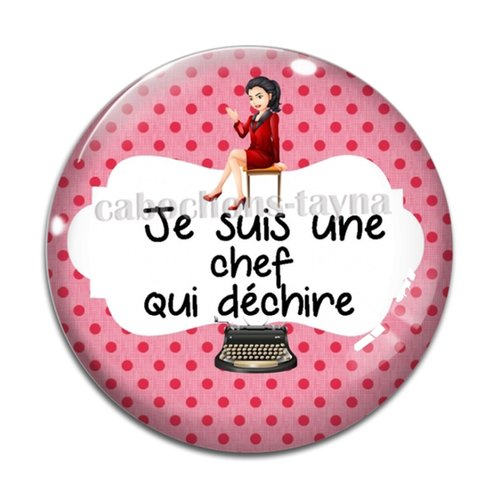 Cabochon je suis une chef qui déchire, résine ou verre différente taille