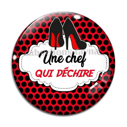 Cabochon une chef qui déchire, cabochon résine, verre rond différente taille