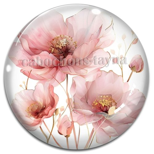 Cabochon coquelicot – résine ou verre – différentes tailles disponibles