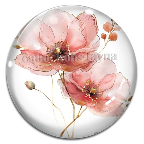 Cabochon coquelicot – résine ou verre – différentes tailles disponibles