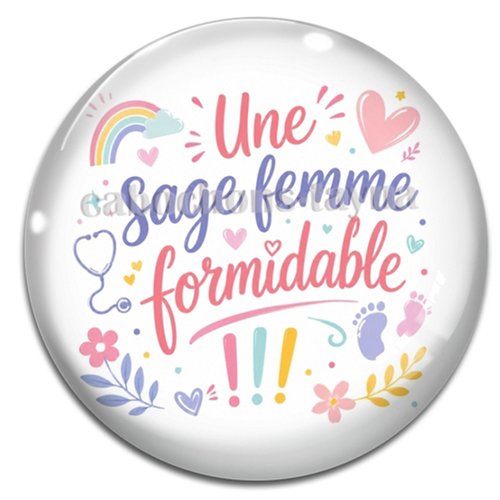 Cabochon une sage femme formidable– résine ou verre – différentes tailles disponibles