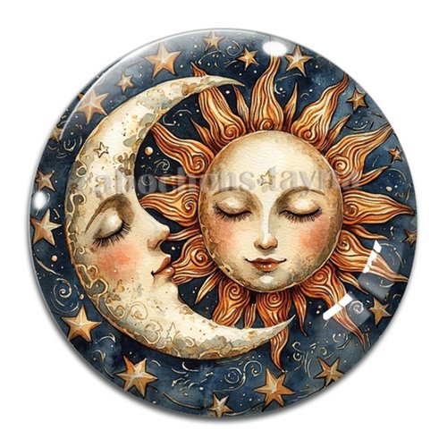 Cabochon soleil lune– résine ou verre – différentes tailles disponibles