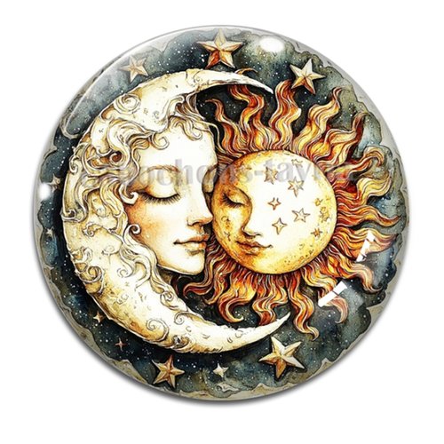 Cabochon soleil lune– résine ou verre – différentes tailles disponibles