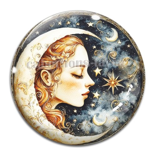 Cabochon femme lune– résine ou verre – différentes tailles disponibles