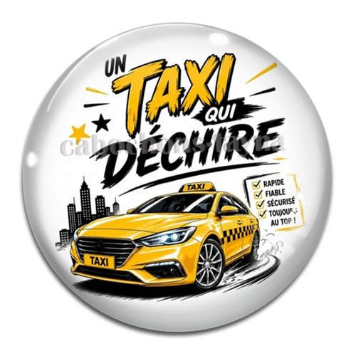 Cabochon taxi qui déchire, résine ou verre différente taille